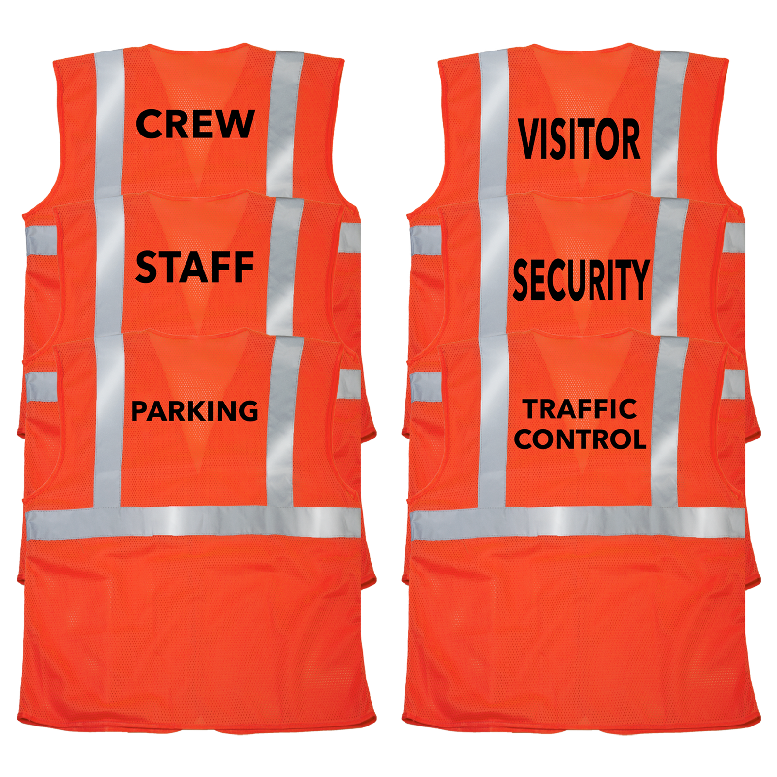 Printed Hi-Vis Mesh Safety Vest with 2” Reflective Strips and Pocket - Orange