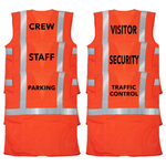 Printed Hi-Vis Mesh Safety Vest with 2” Reflective Strips and Pocket - Orange