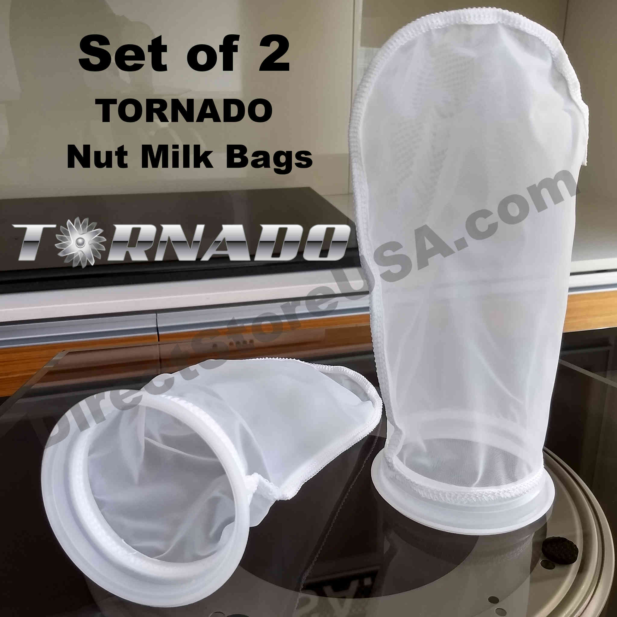 Set of 2 TORNADO Blender Nut Milk Bags (200 micron) - the Next Evolution of Strainer Bags (2 PACK)