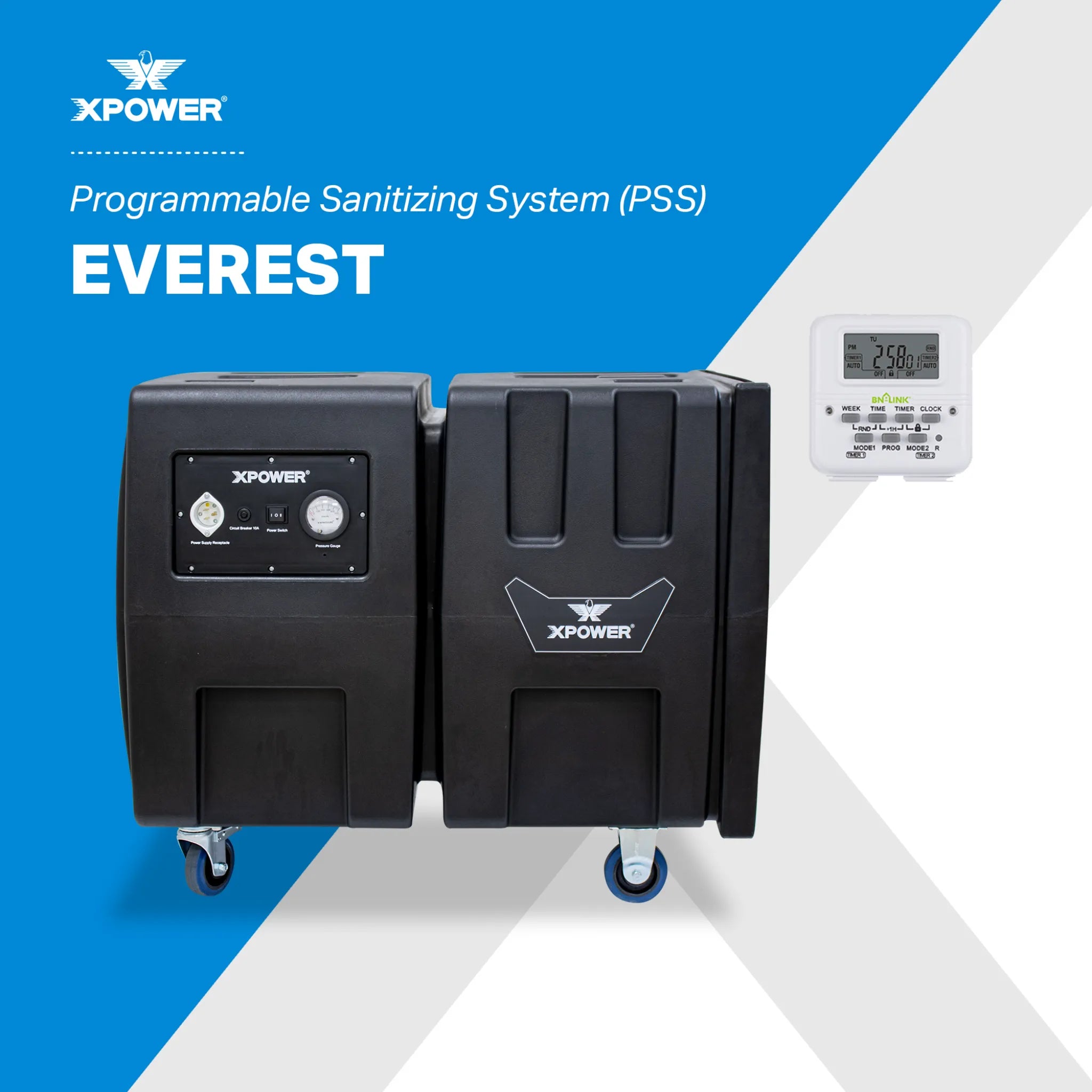 XPOWER Everest Programmable Sanitizing System (PSS) – 2000 CFM HEPA Air Purifier with Digital Timer & IAQ