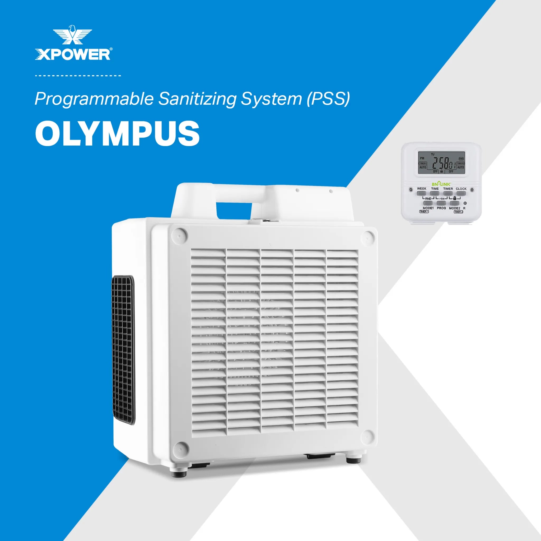 XPOWER Olympus PSS1 Programmable Sanitizing System – 600 CFM HEPA Air Purifier with Digital Timer