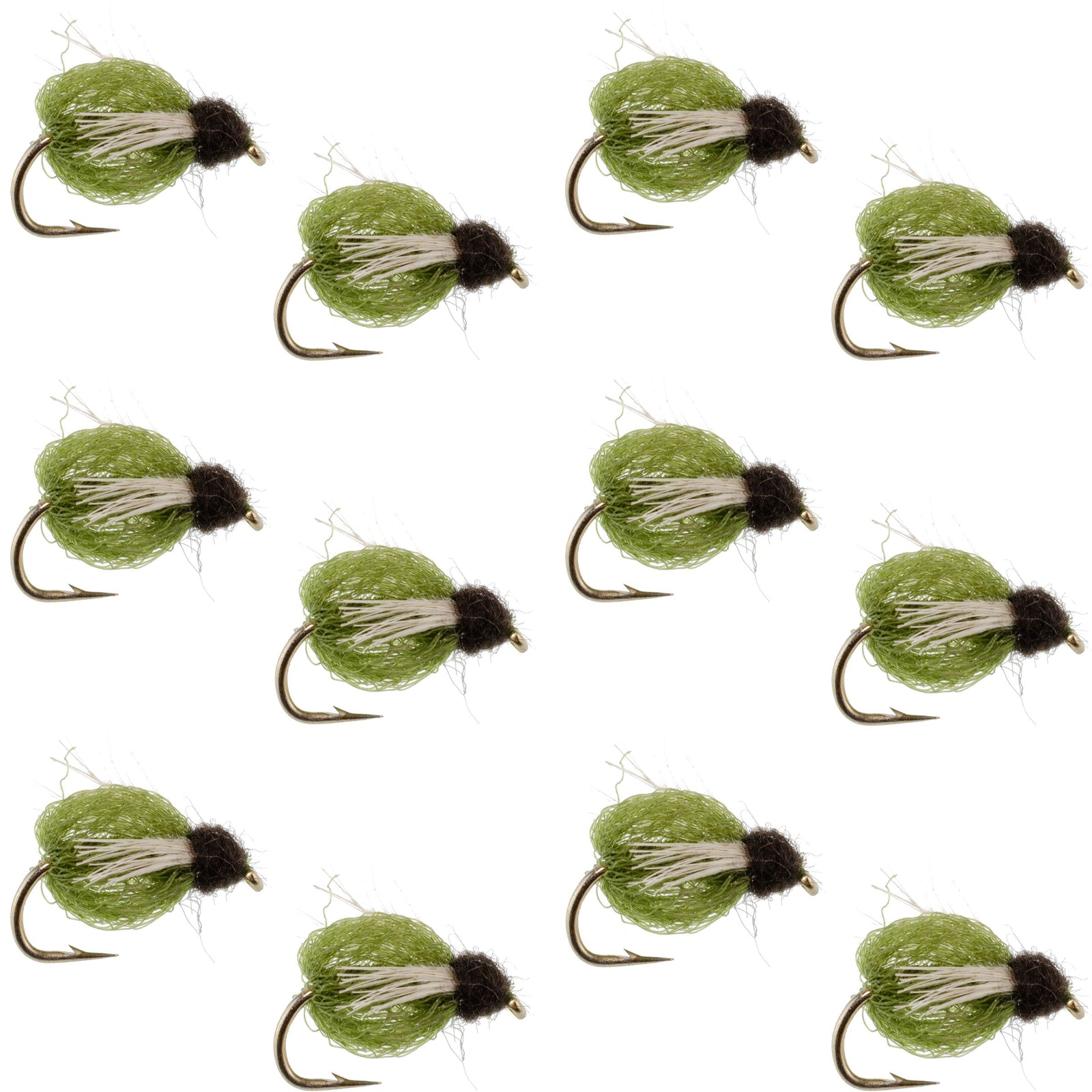 LaFontaine Olive Deep Sparkle Caddis Pupa - 1 Dozen Flies Hook Size 18