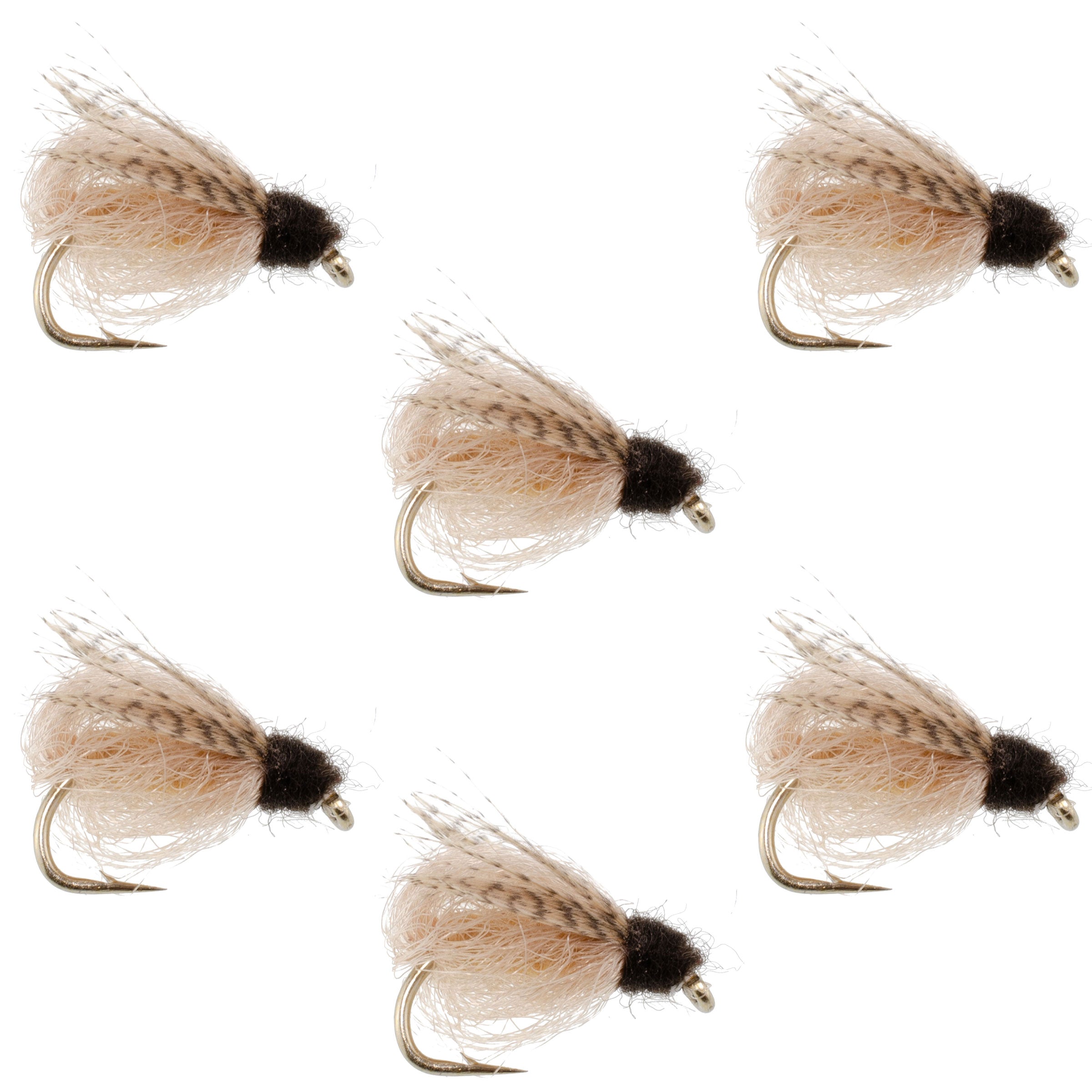 LaFontaine Tan Deep Sparkle Caddis Pupa - 6 Flies Hook Size 12