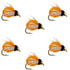 Bead Head LaFontaine Amber Deep Sparkle Caddis Pupa - 6 Flies Hook Size 16