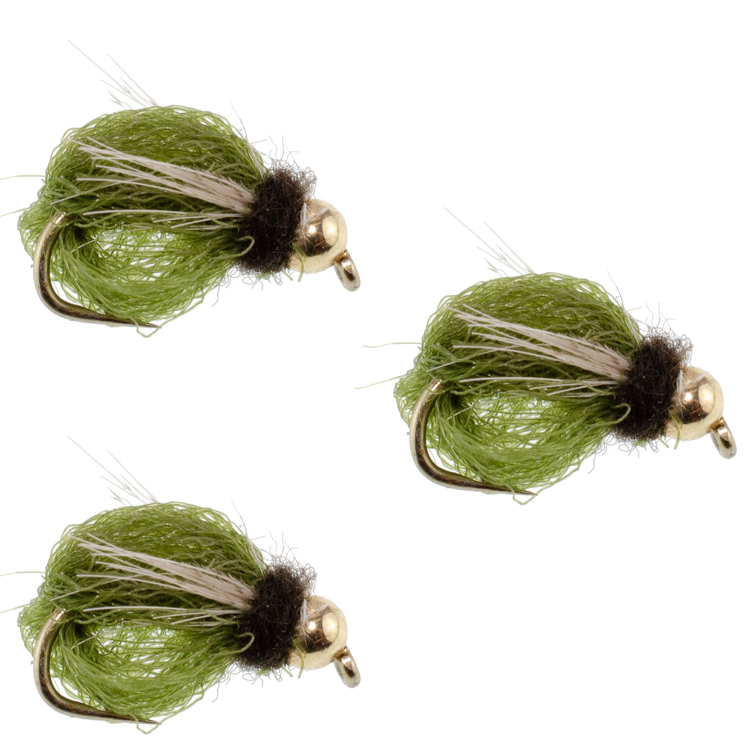 3 Pack LaFontaine Olive Deep Sparkle Caddis Pupa - Hook Size 18