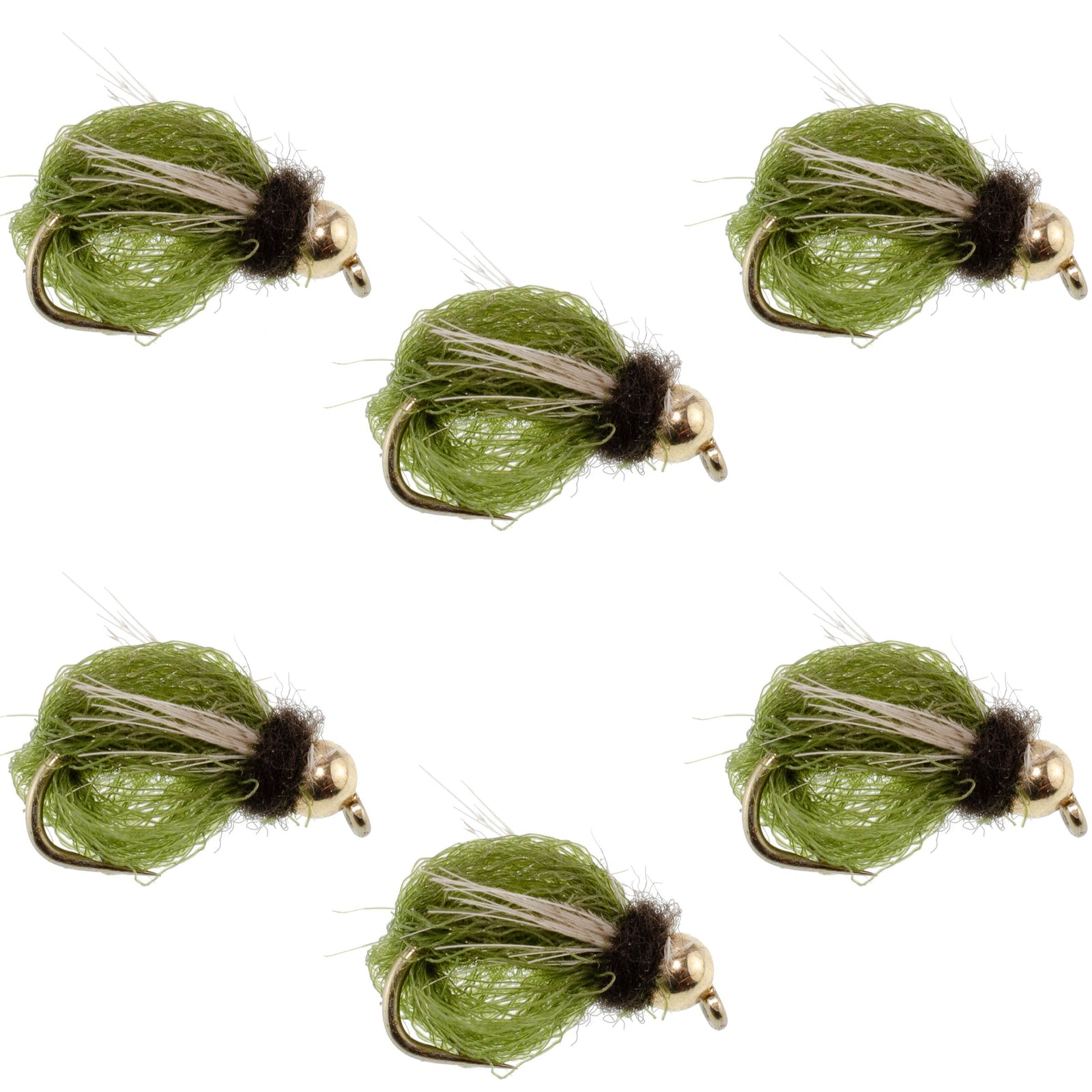 LaFontaine Olive Deep Sparkle Caddis Pupa - 6 Flies Hook Size 14