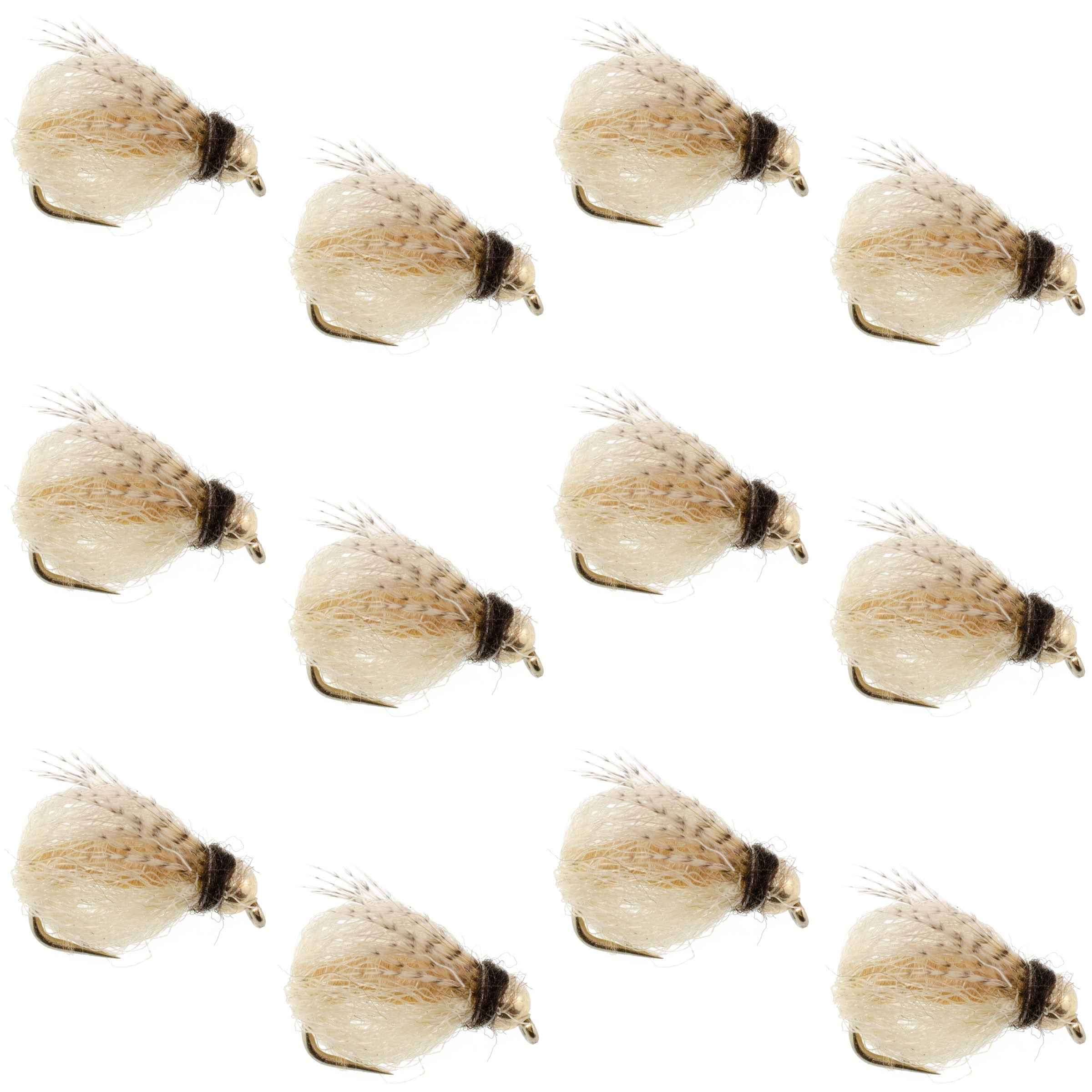 Bead Head LaFontaine Tan Deep Sparkle Caddis Pupa - 1 Dozen Flies Hook Size 16