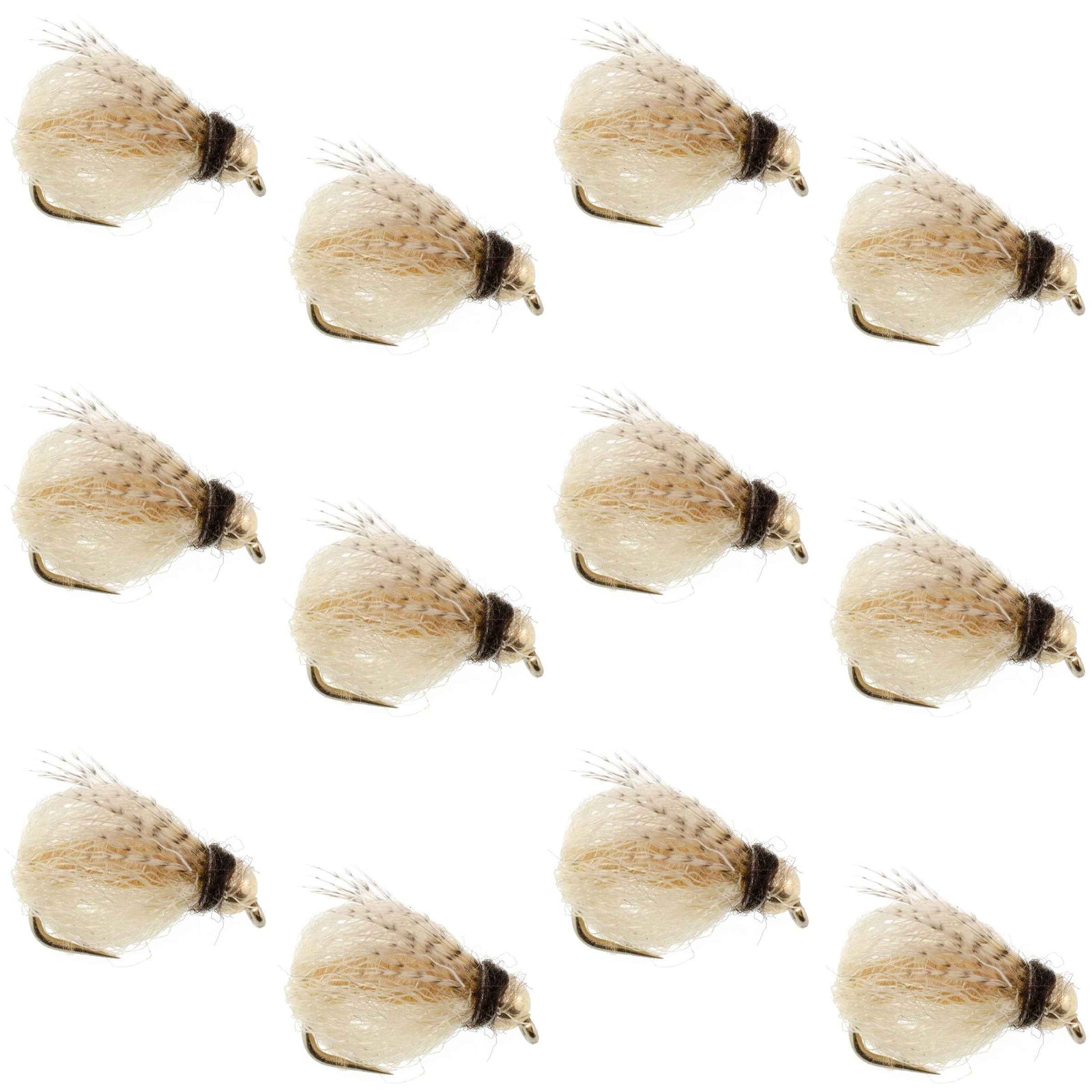 Bead Head LaFontaine Tan Deep Sparkle Caddis Pupa - 1 Dozen Flies Hook Size 18