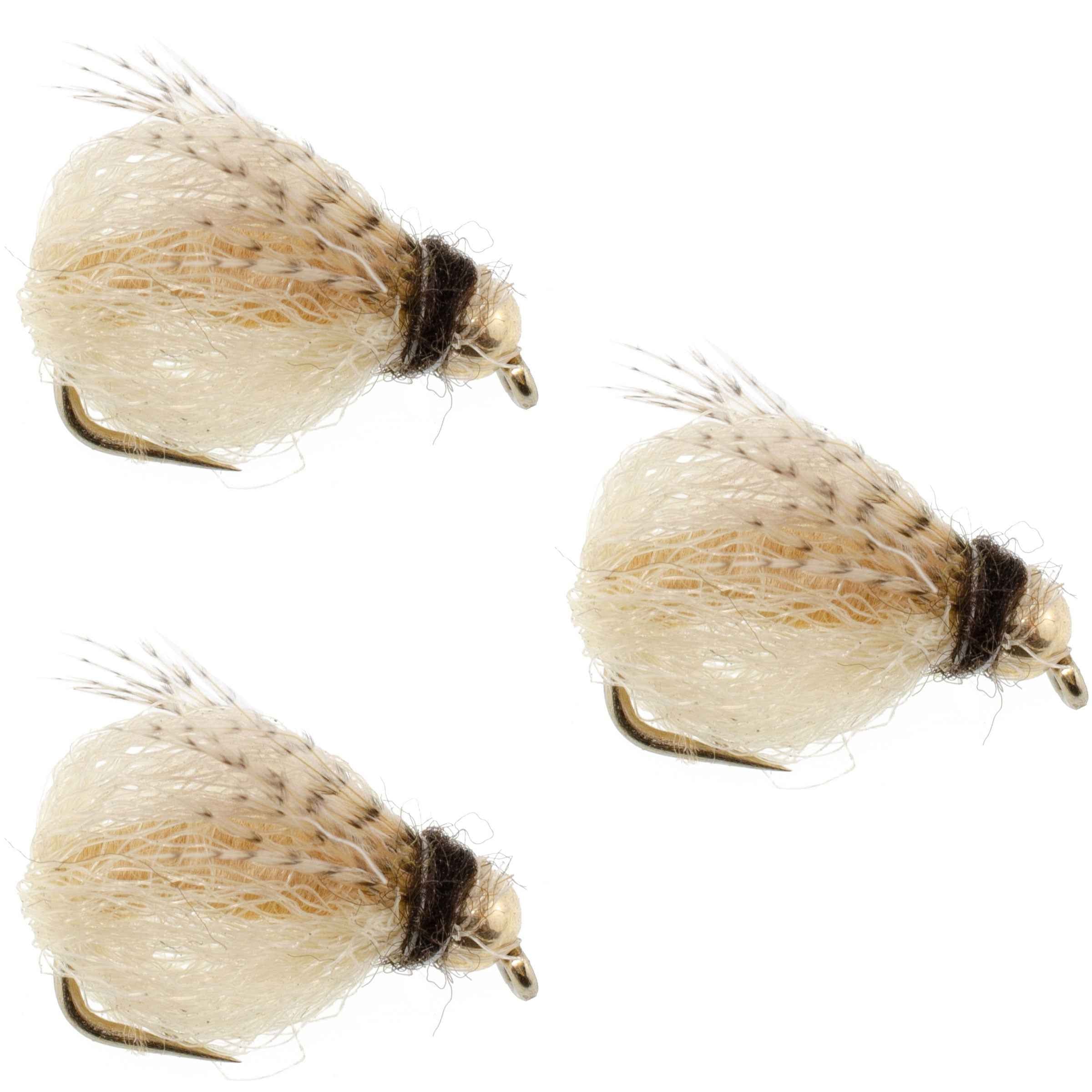 3 Pack Bead Head LaFontaine Tan Deep Sparkle Caddis Pupa - Hook Size 12