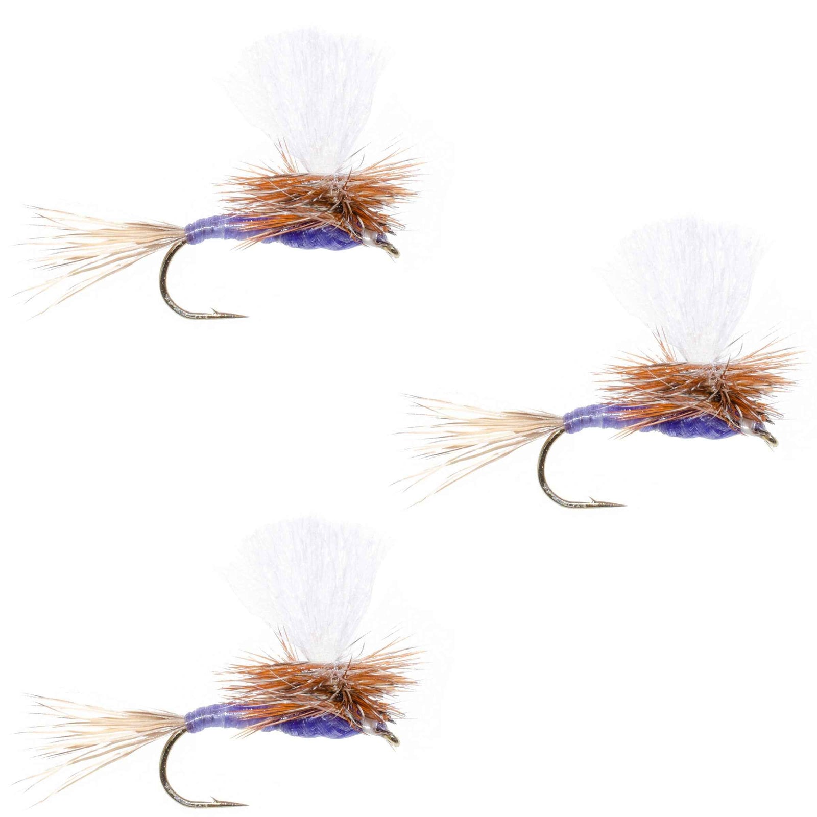 3 Pack Parachute Purple Haze Dry Fly - Size 12