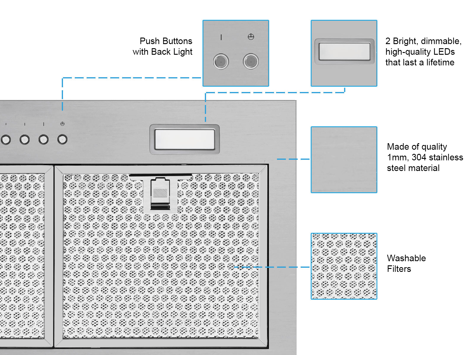 27 Inch 600 CFM Range Hood Insert - VICTORY Q1