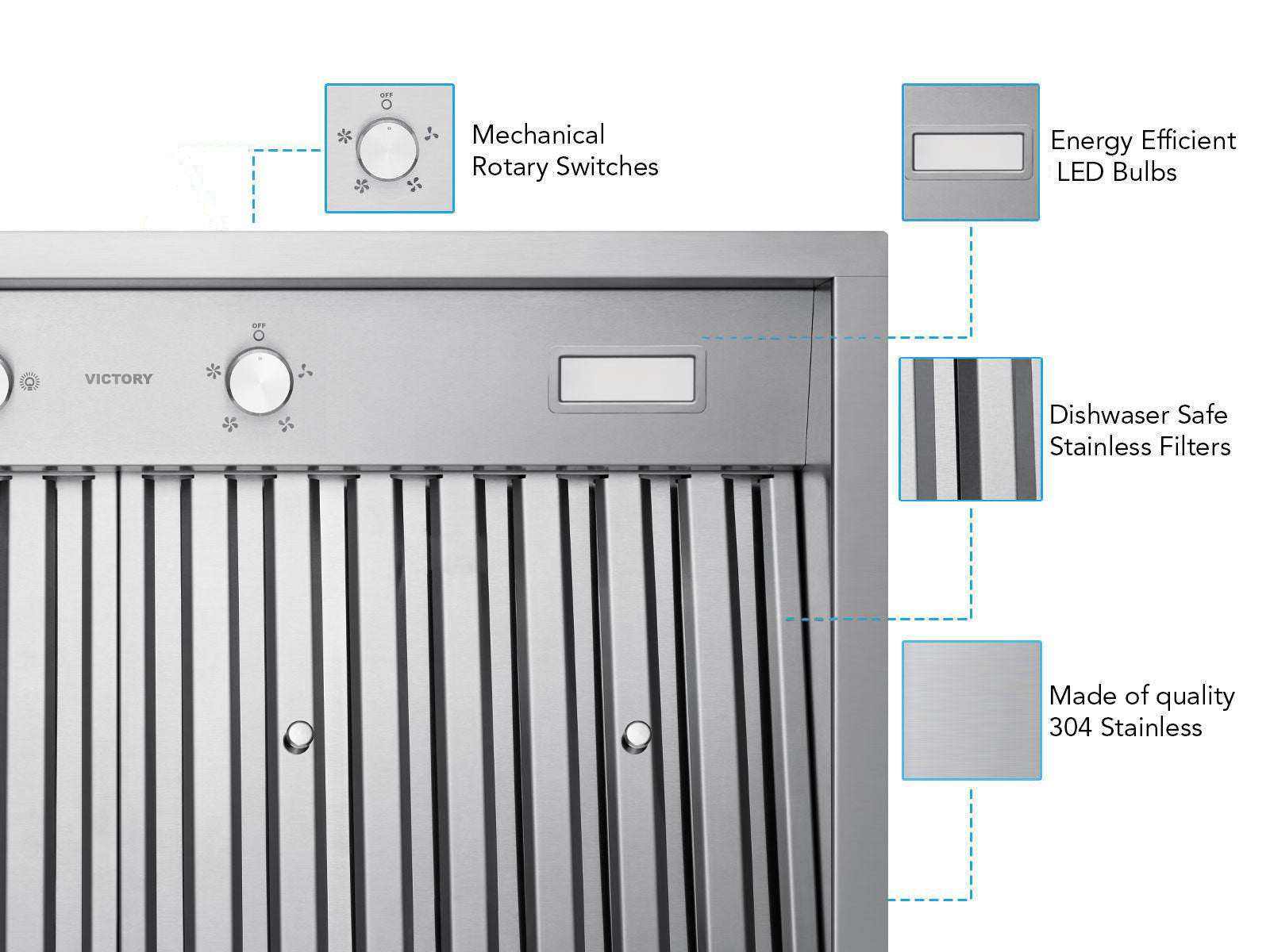 36 Inch 700 CFM Range Hood Insert - VICTORY Q2