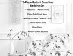 DaDa Bedding Bed in a Bag Bundle Set - Radiant Sunshine Yellow Hummingbirds Floral Bedding Set (JHW-925)
