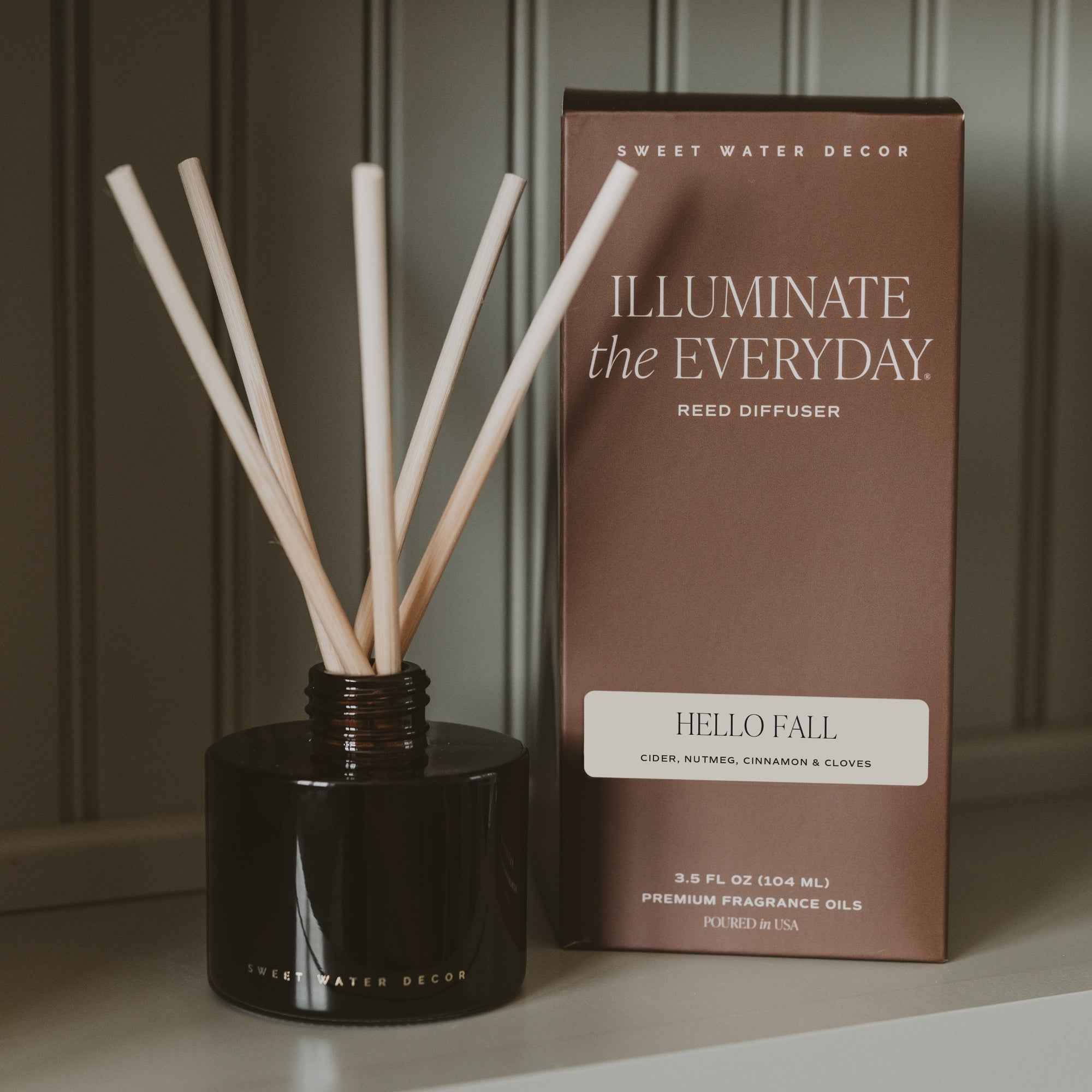Hello Fall Amber Tinted Glass Jar Reed Diffuser