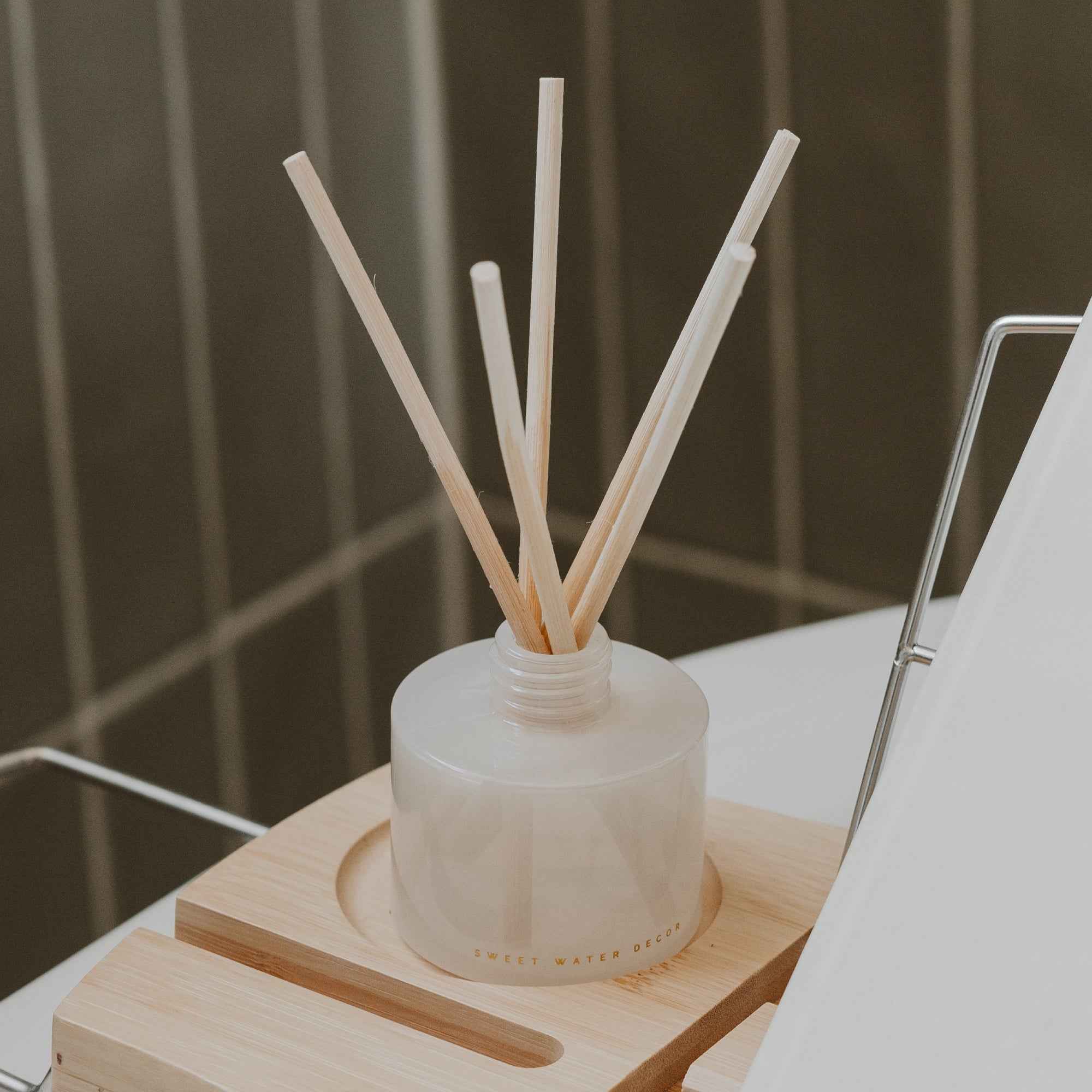 Cashmere and Vanilla White Translucent Tinted Glass Jar Reed Diffuser