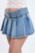 Women's Belted Pleated Mini Skort
