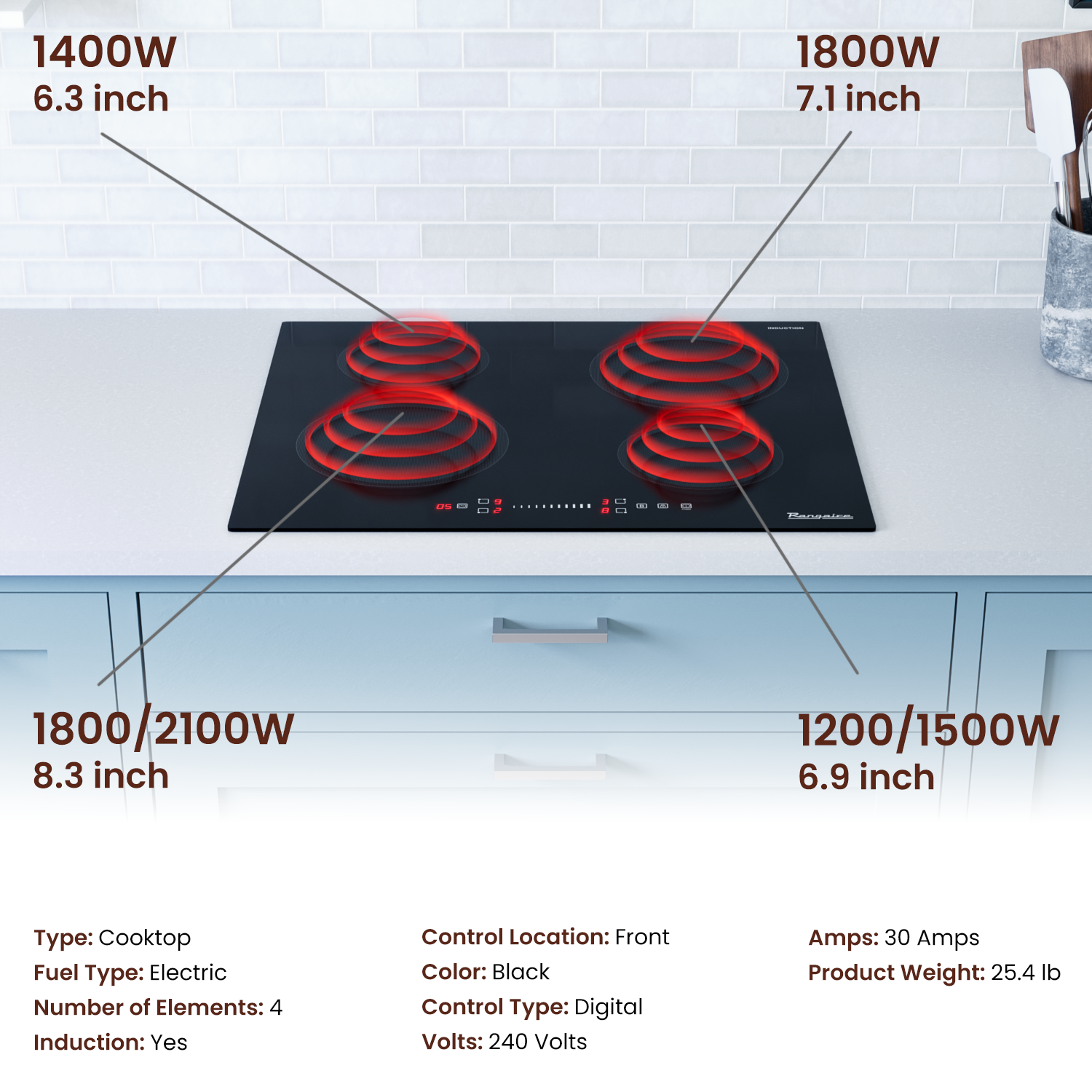 Rangaire 24" Induction Cooktop 4 Burners RCI241S