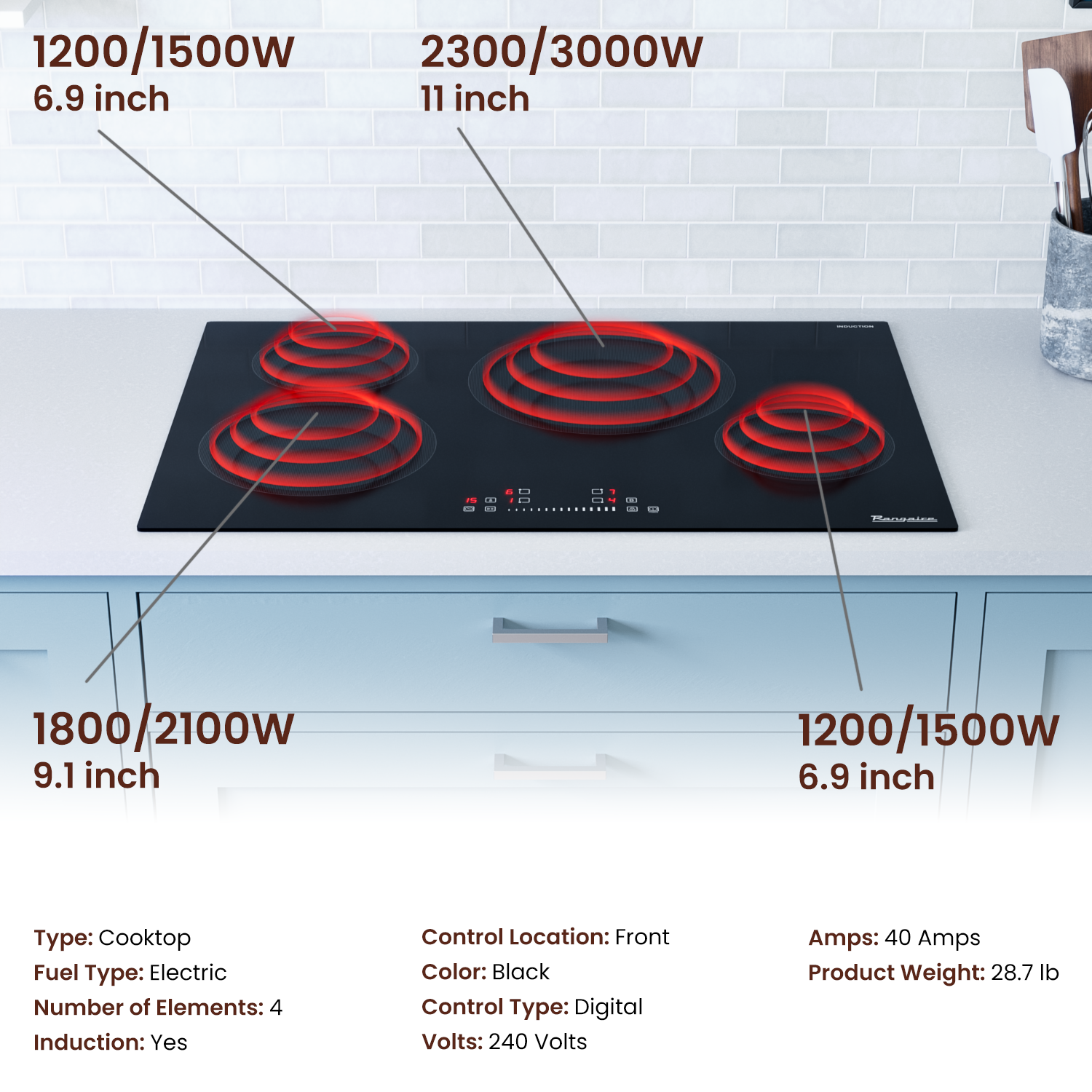 Rangaire 30" Induction Cooktop 4 Burners RCI301S