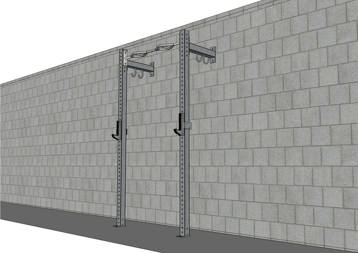 TGrip Commercial 4' Low Profile Wall Mount Rig Fitness Kits - 3x3 Steel - Functional Multi-Grip Pull-Up - Sandwich Style J-Hooks