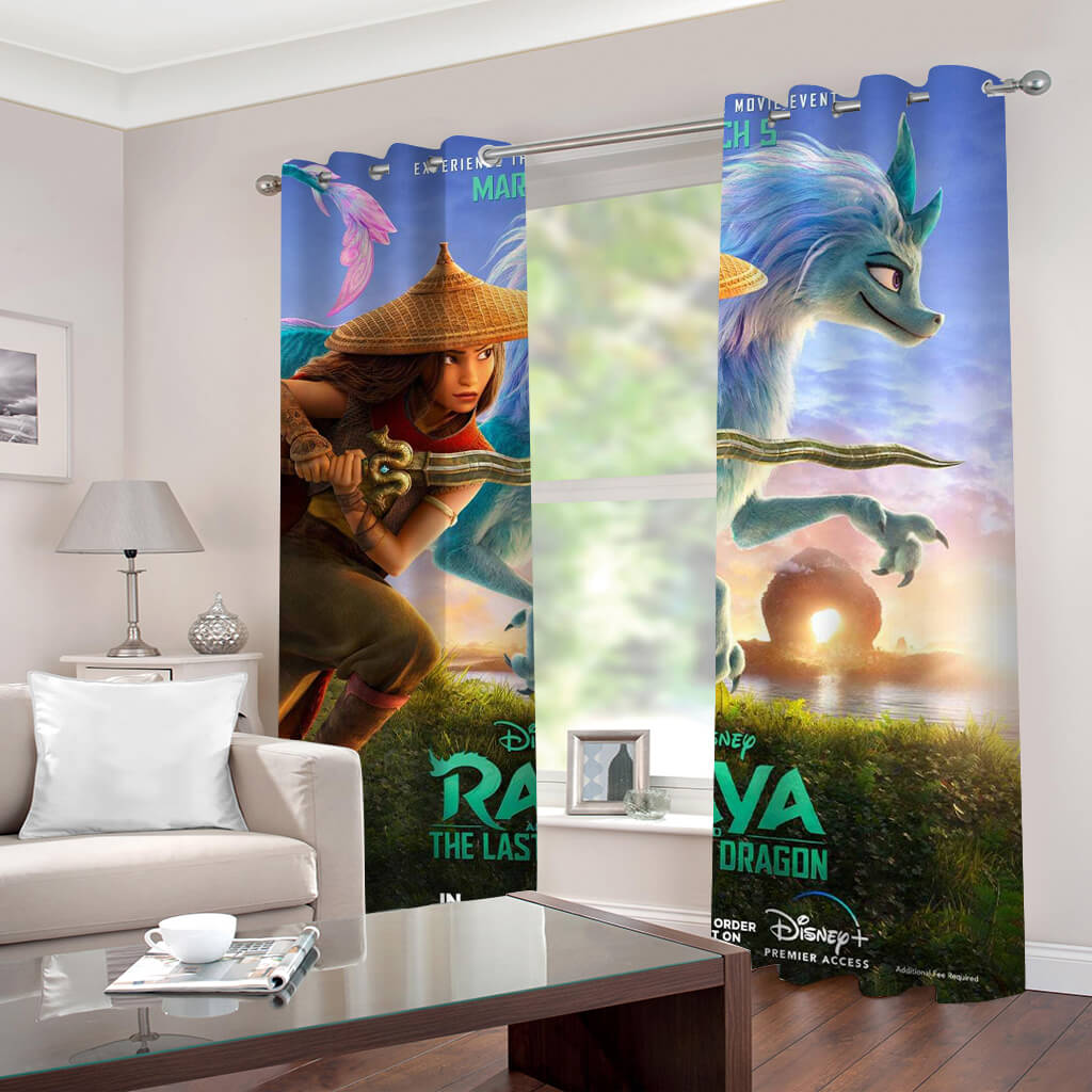 Raya and The Last Dragon Curtains Blackout Window Drapes Room Decoration