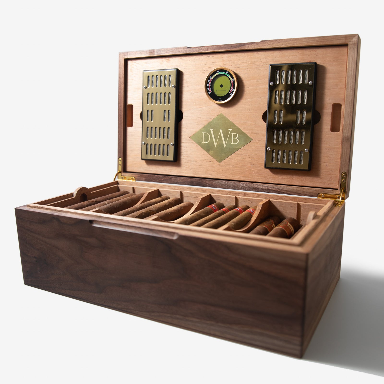 Cigar Humidor - Black Walnut with Spanish Cedar Lining - 80 Capacity
