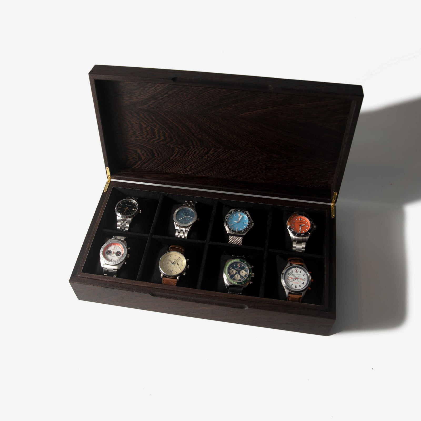 Watch Box - Wenge Hardwood - 8 Watch Compartments