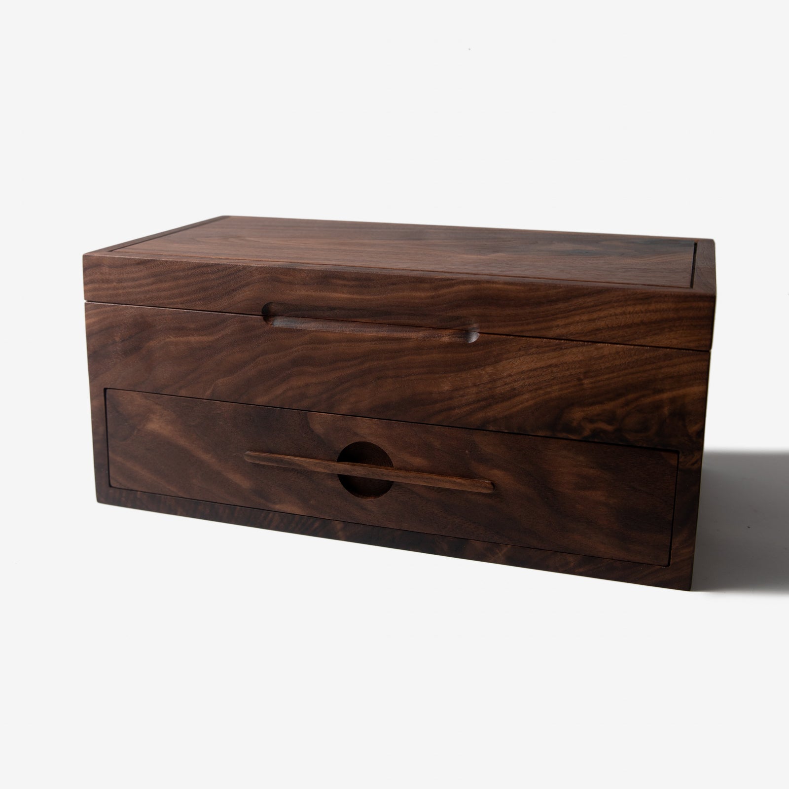 Watch Box with Drawer - Solid Black Walnut - 12 to 16 Watch Compartments