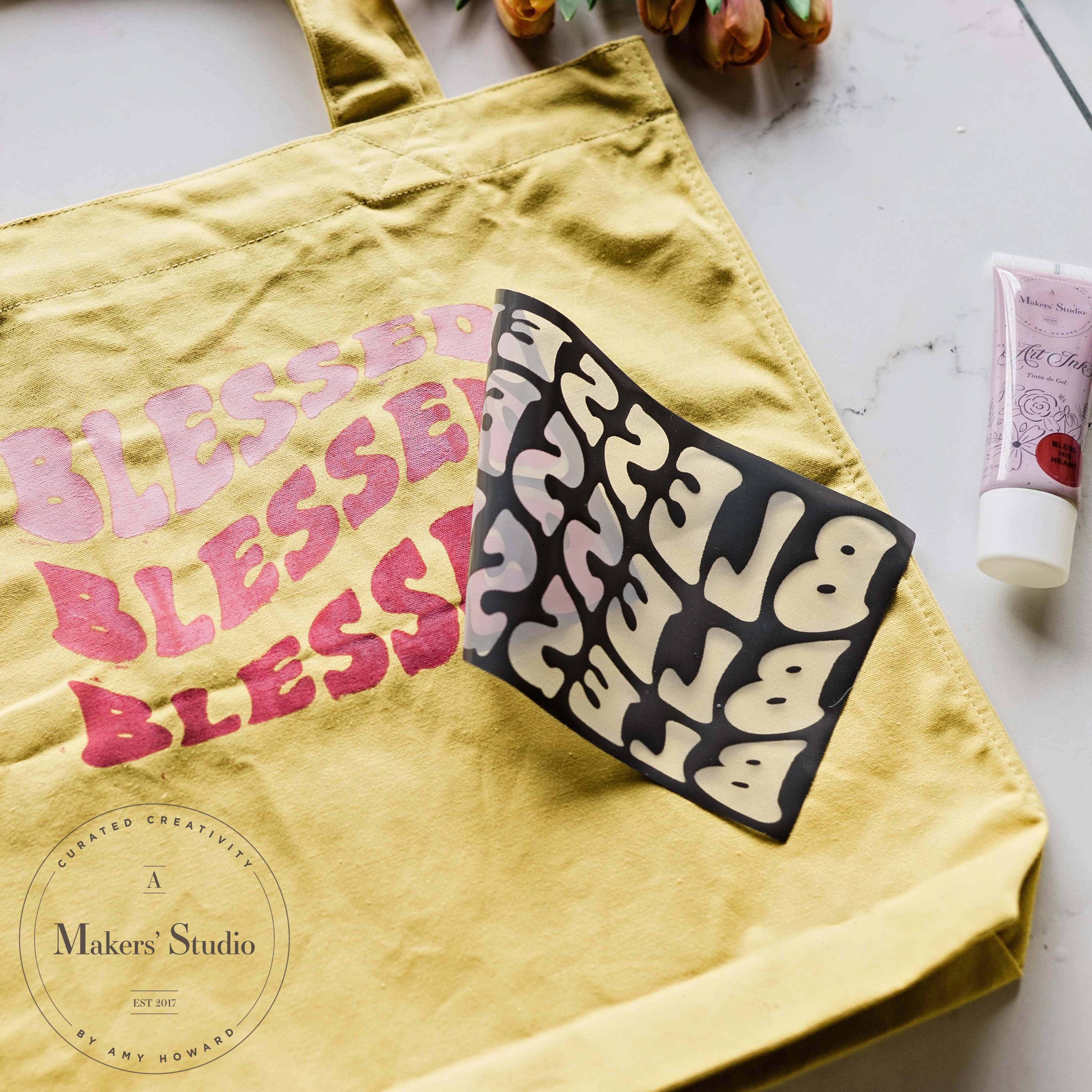 Retro Blessed - Mesh Stencil 8.5x11