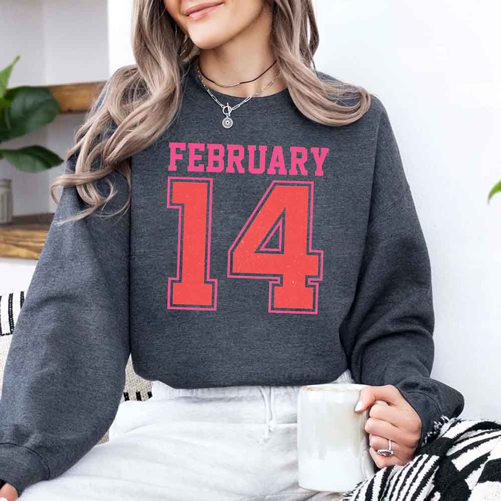 Retro Valentine’s Day Jersey Number FEBRUARY 14 Sweatshirt