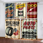 Retro iron Decorative Painting Curtains Blackout Window Treatments Drapes