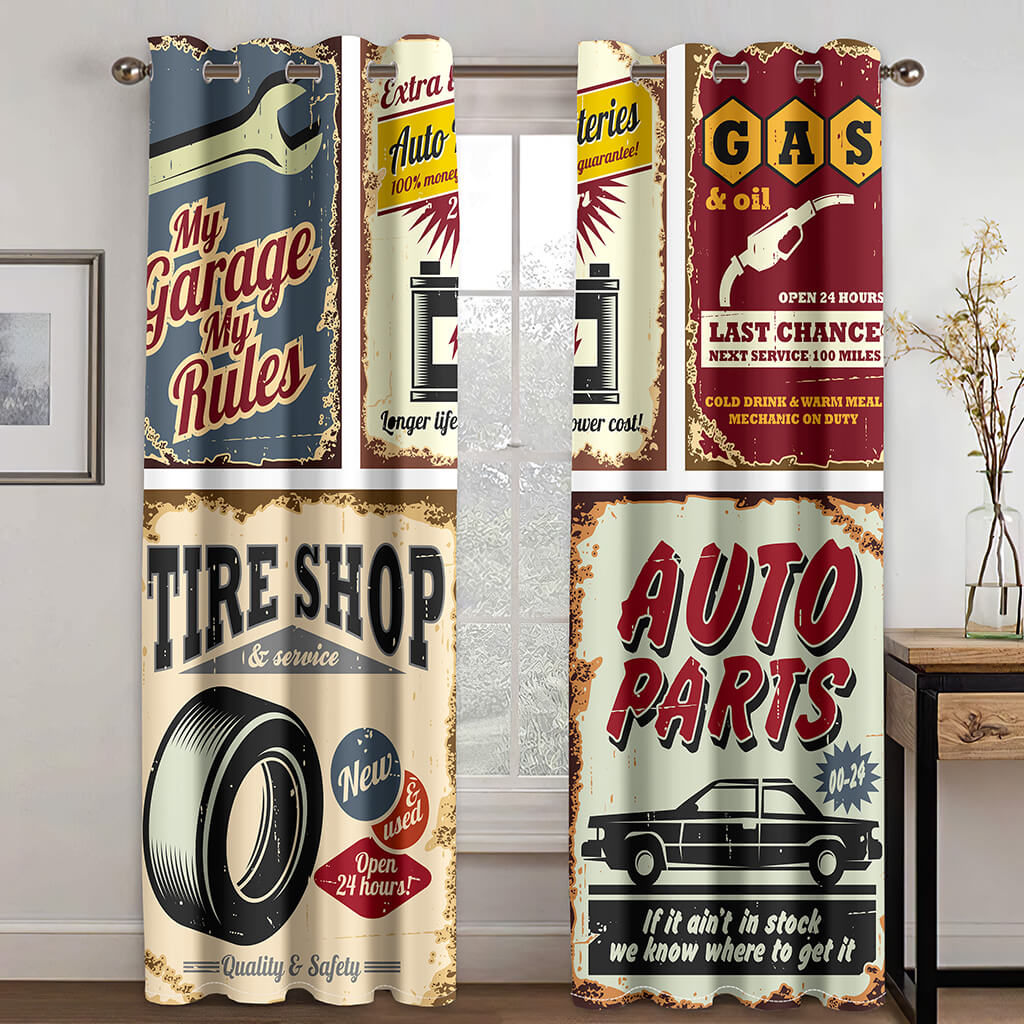 Retro iron Decorative Painting Curtains Blackout Window Treatments Drapes