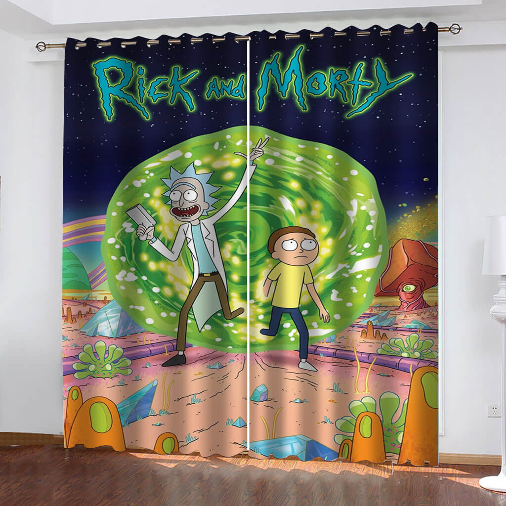 Rick and Morty Curtains Cosplay Blackout Window Treatments Drapes