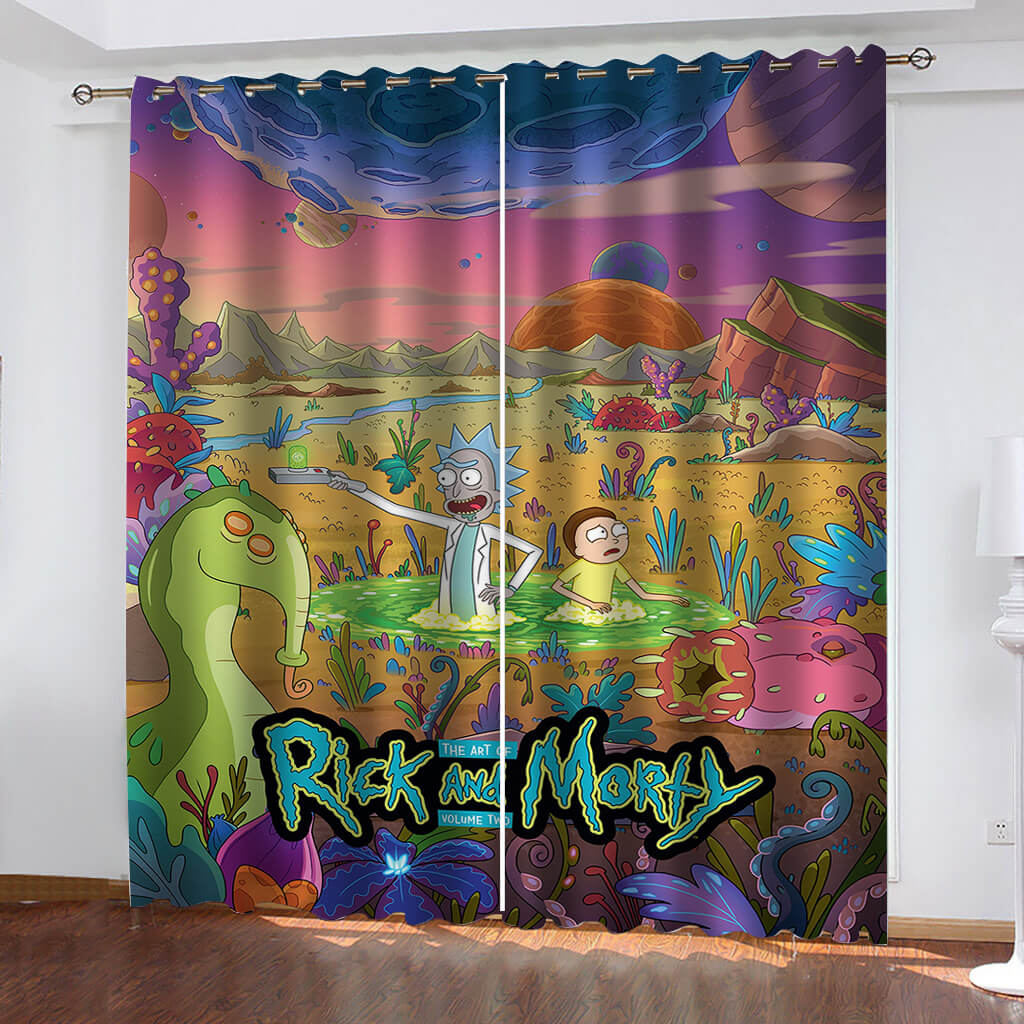 Rick and Morty Curtains Cosplay Blackout Window Treatments Drapes
