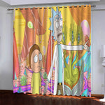 Rick and Morty Curtains Pattern Blackout Window Drapes