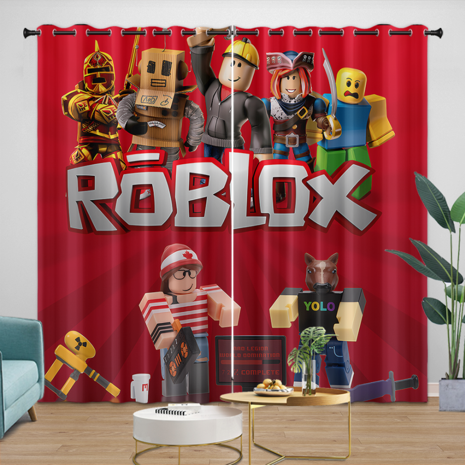 Game Pattern Roblox Curtains Blackout Window Drapes Room Decoration