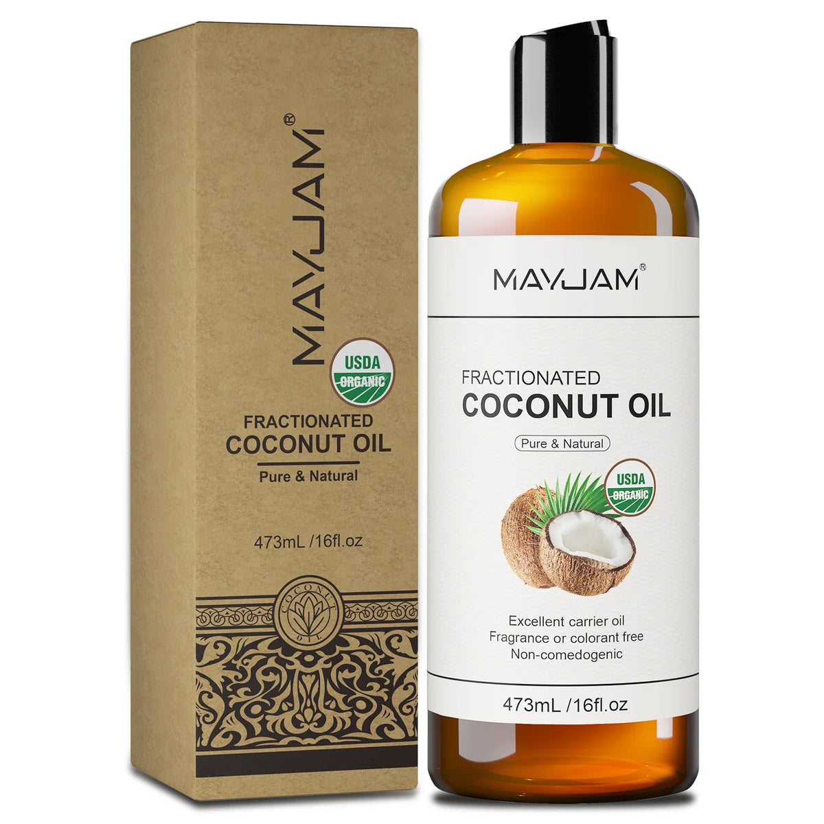 USAD Organic Castor Oil Cold Pressed Pure Natural Carrier Oil for Massage Boby Moisturizing Face, Hair, Skin & Eyelash Growth