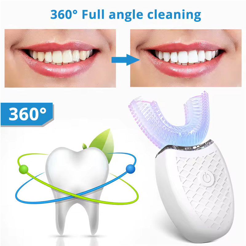 U Type Toothbrush Silicon Head Sonic Electric Toothbrush 360 Degrees Intelligent Automatic USB Charge Waterproof Teeth
