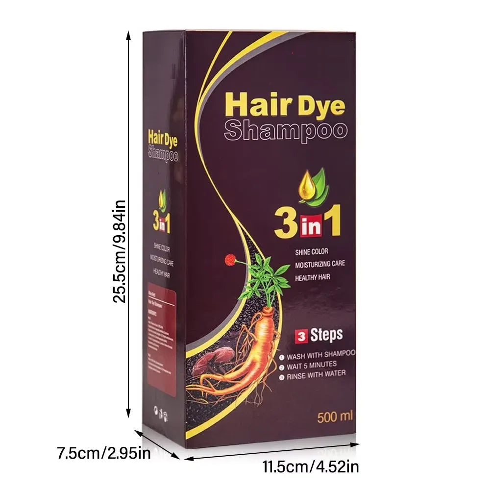 30ml/500ml 3-in-1 Quick Hair Dye Shampoo Natural Black Herbal Hair Dye Moisturizes Mild Hair Dye Conditioner Hair Care Products