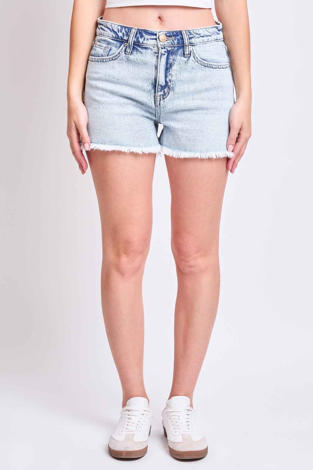 Women's High Rise Fray Hem Shorts