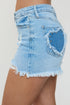 Women's Luxe Fray Hem Shorts with Studded Hearts