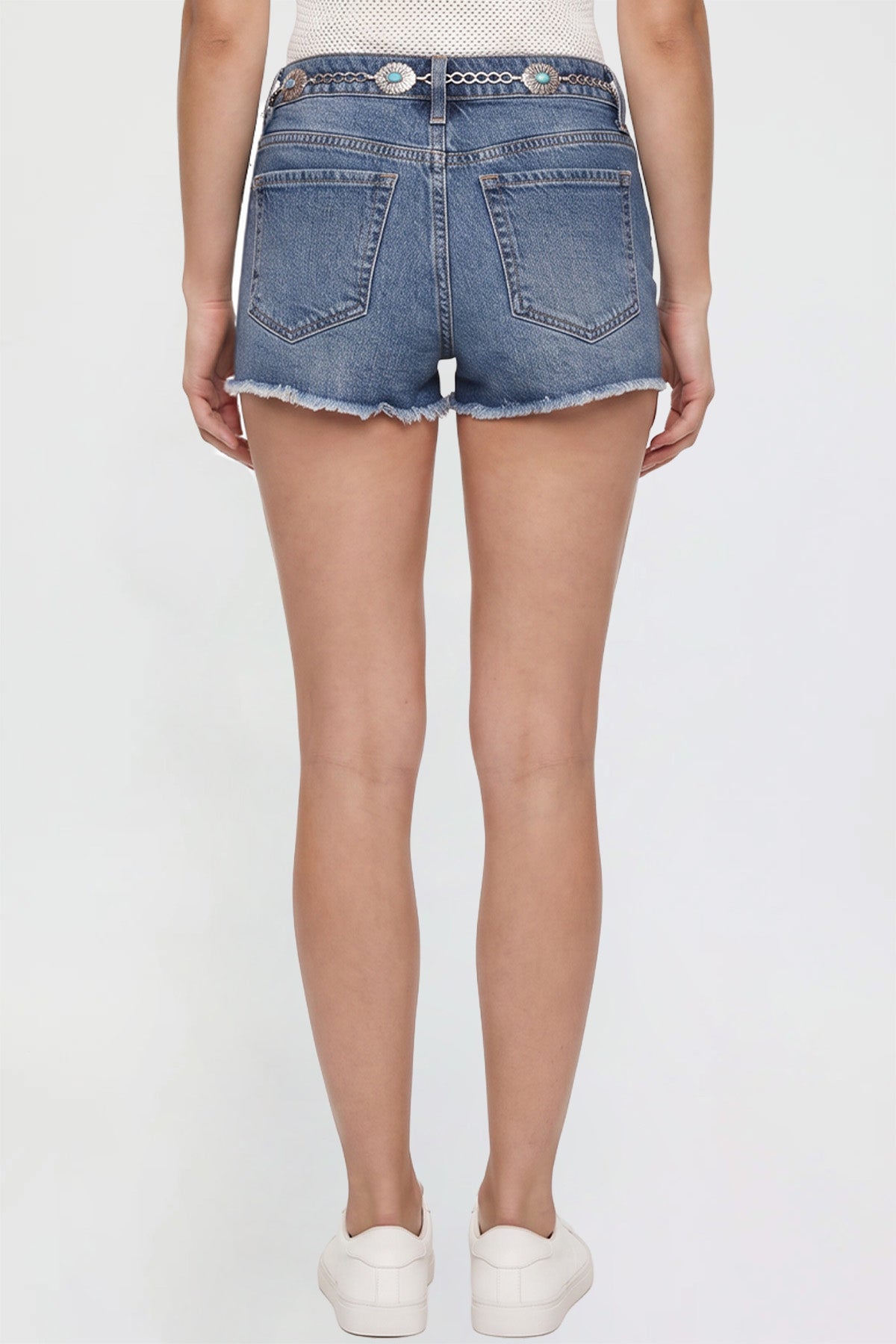 Women's Fray Hem Belted Shorts