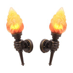 Pack of 2 Rustic Outdoor Wall Lights LED Flame Torch Lamps E27 Garden Lighting