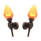 Pack of 2 Rustic Outdoor Wall Lights LED Flame Torch Lamps E27 Garden Lighting