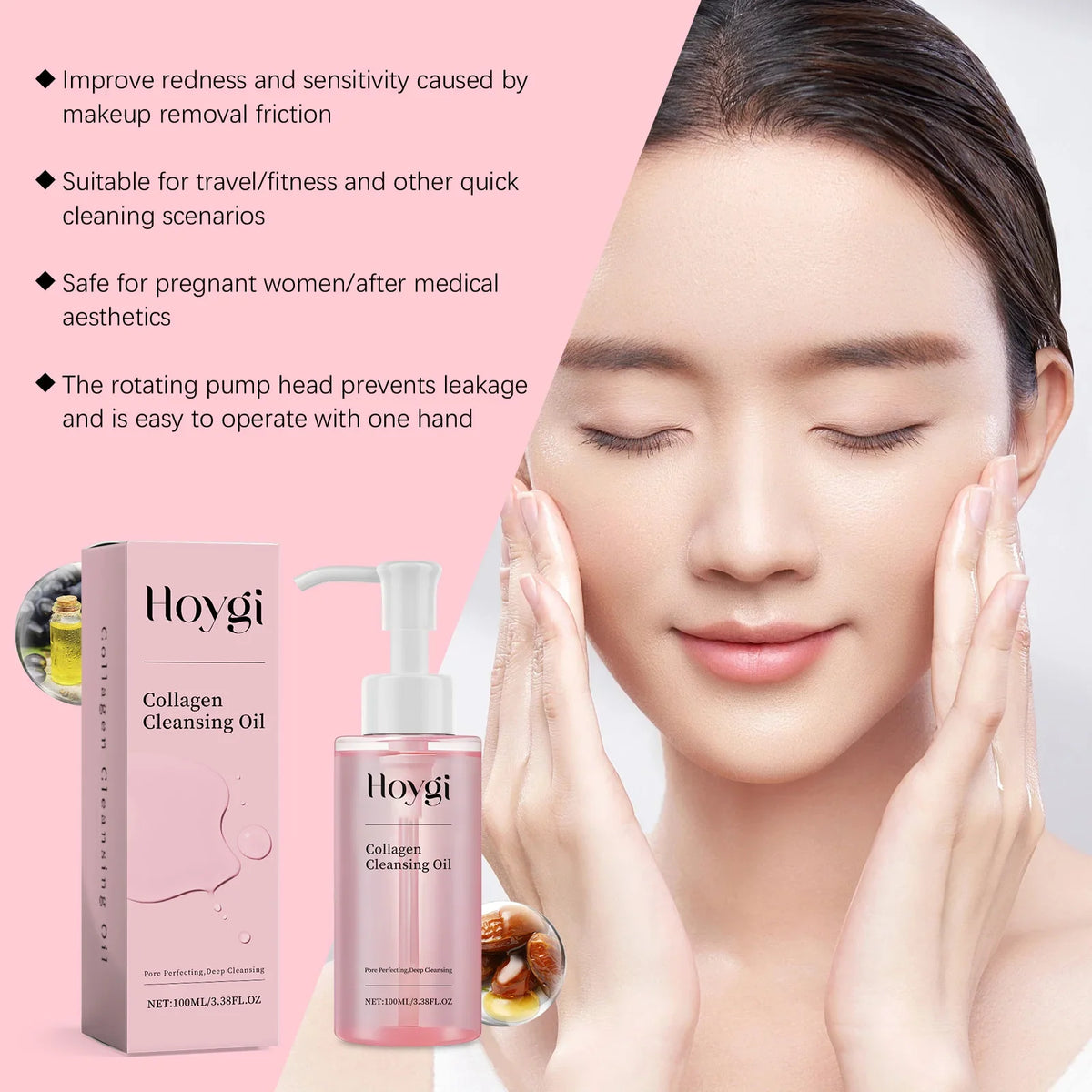 Collagen Makeup Remover Oil Jojoba Oil Makeup Remover Deep Cleansing Pore Dirt Gentle Daily Emulsifying Facial Cleanser Cosmetic