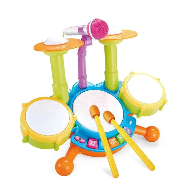 Toddler Drum Set with Microphone Kids Musical Toy 1-3 Years Lights