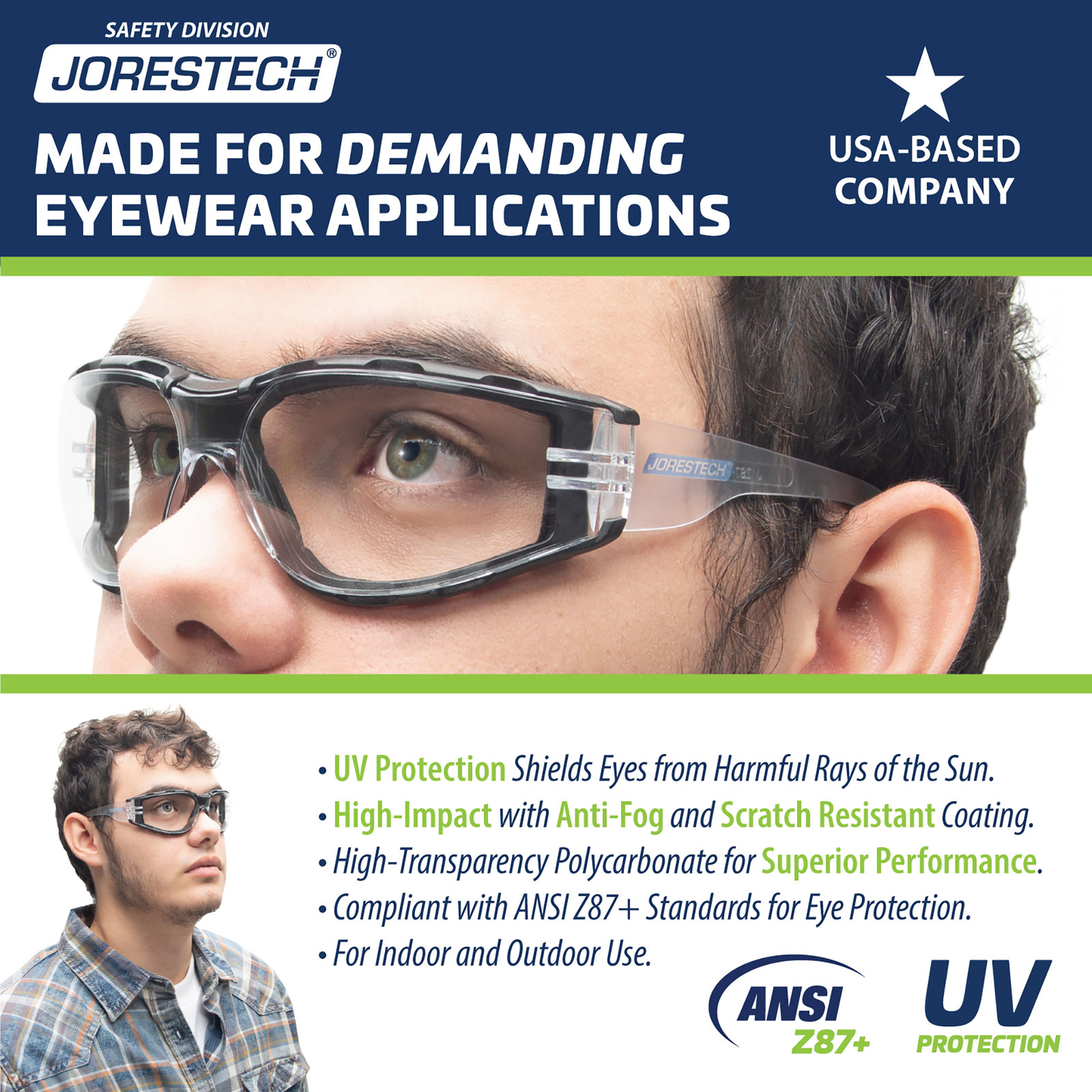 Safety Glasses for High Impact Protection with Foam Gasket