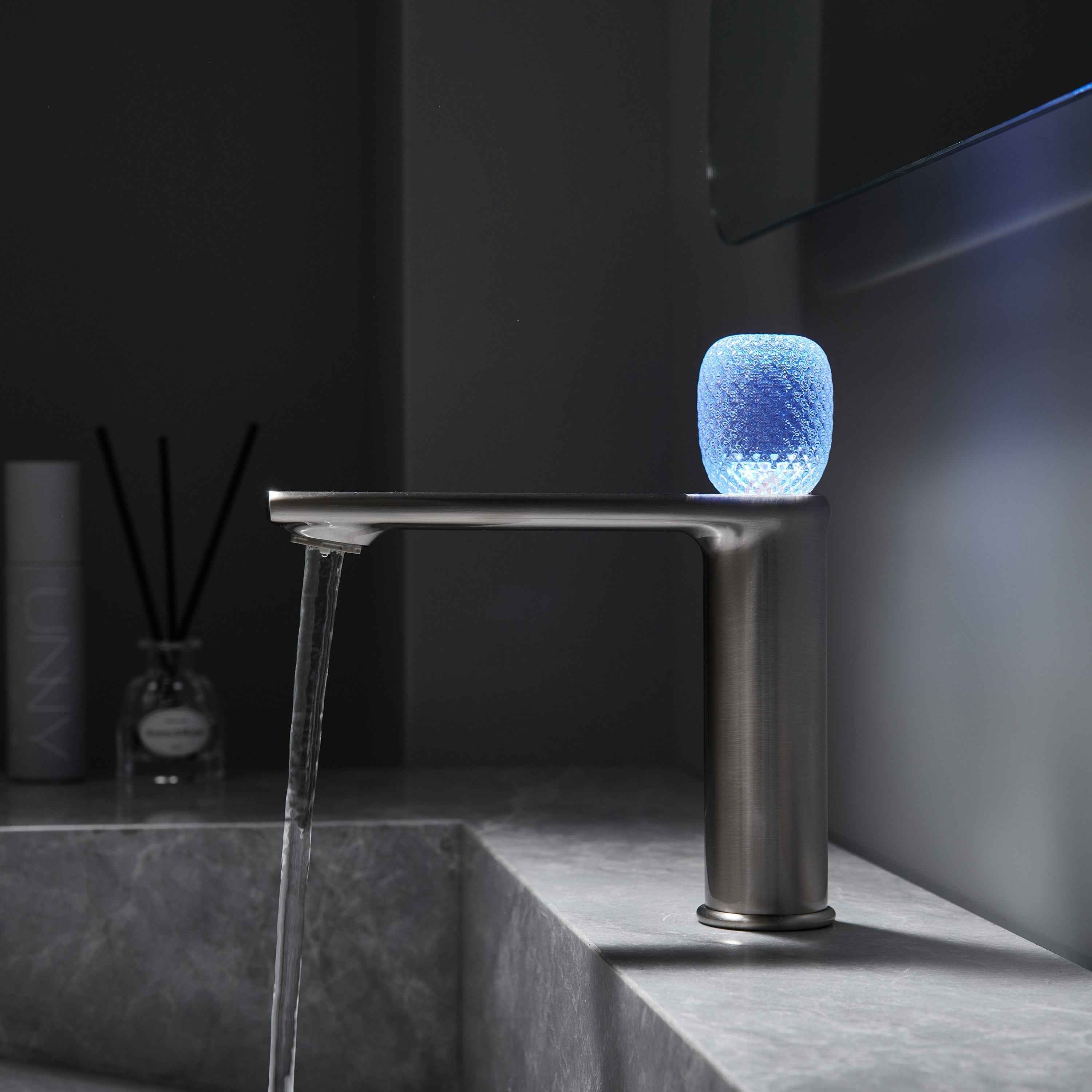 Lumina crystal Single Handle Single Hole Bathroom Sink Faucet with Pop up drain overflow