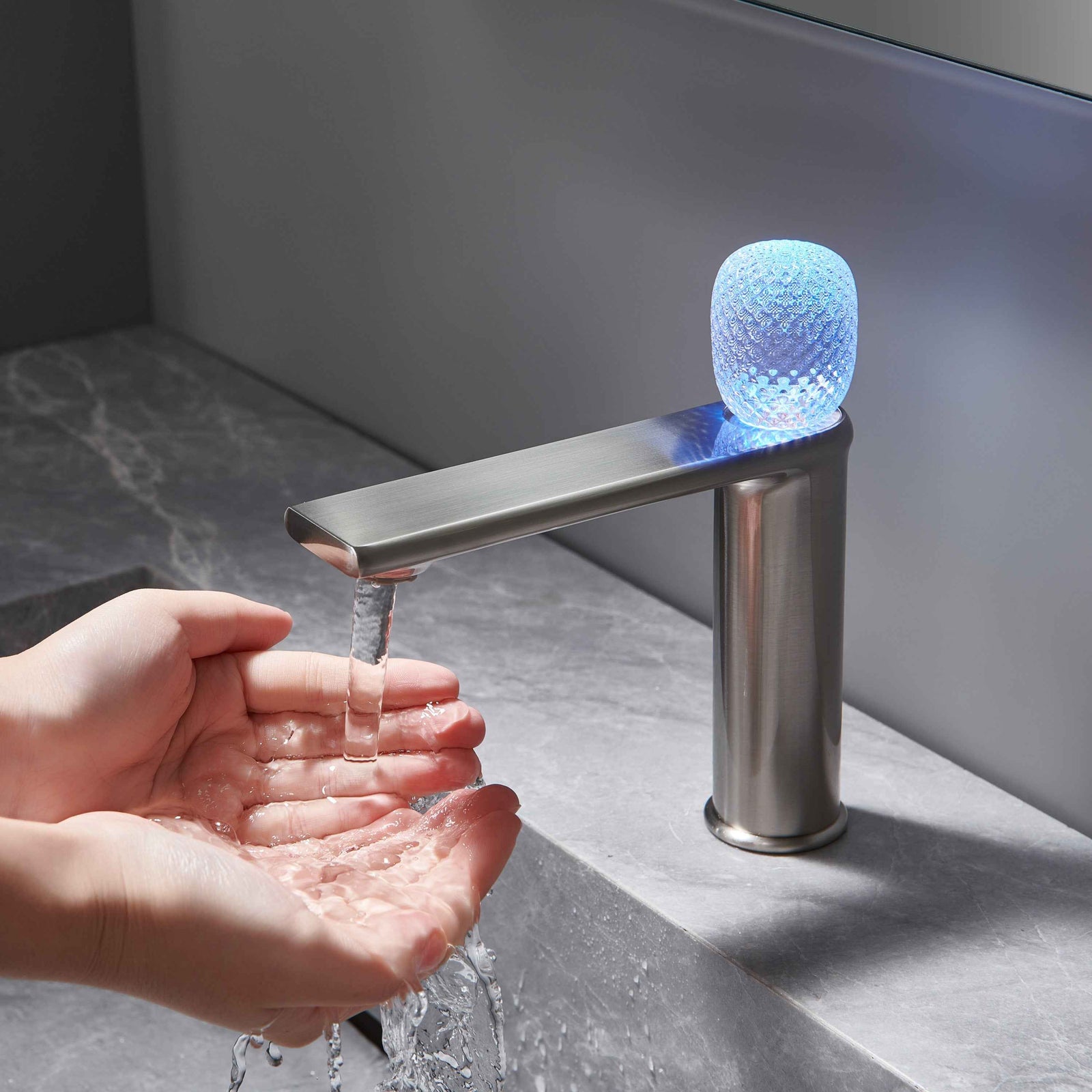 Lumina crystal Single Handle Single Hole Bathroom Sink Faucet with Pop up drain overflow