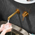 Brushed Gold Wall Mount Waterfall Bathroom Sink Faucet with  Brass Pop-Up Drain