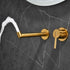 Brushed Gold Wall Mount Waterfall Bathroom Sink Faucet with  Brass Pop-Up Drain